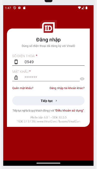 Đăng nhập App VinaID